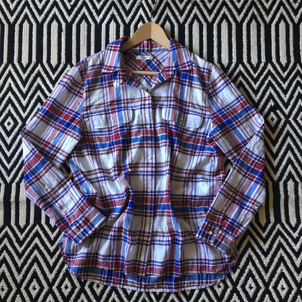 Madewell plaid long sleeve button d